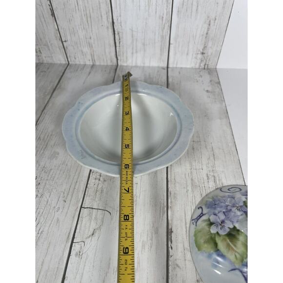 Dish & Lid Vintage 1978 Small Periwinkle Handpainted Trinkets - Picture 5 of 6